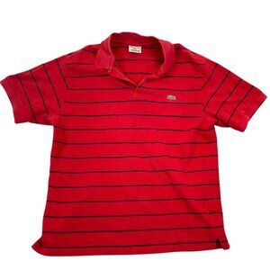 Lacoste Mens Polo Shirt Size XL 6 Short Sleeve Classic Casual Red Striped Pullov